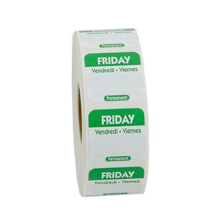 NATIONAL CHECKING 1"x1" Trilingual Green Friday Permanent Label, PK1000 P105R